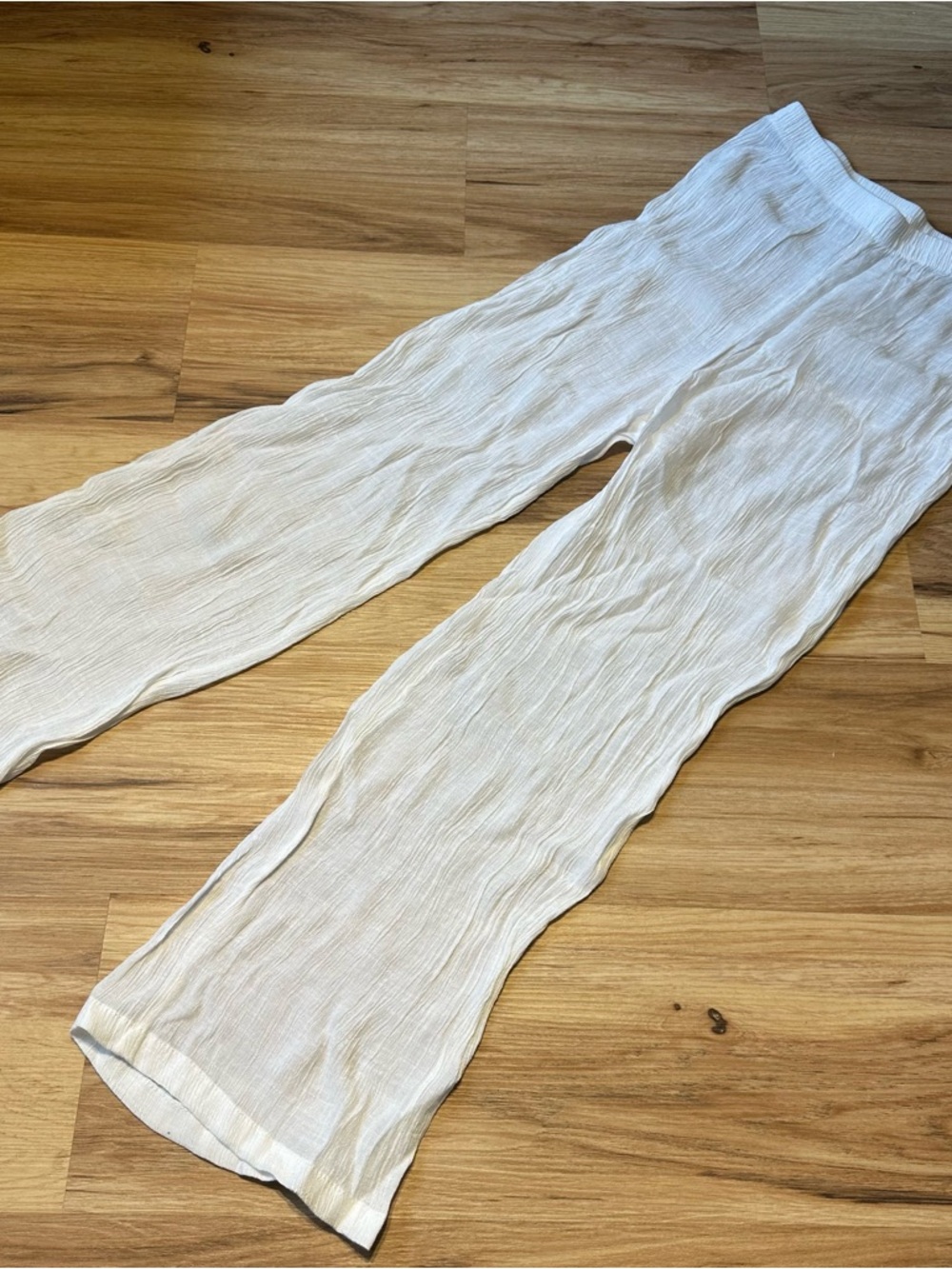 White Textured Beach Coverup Pants